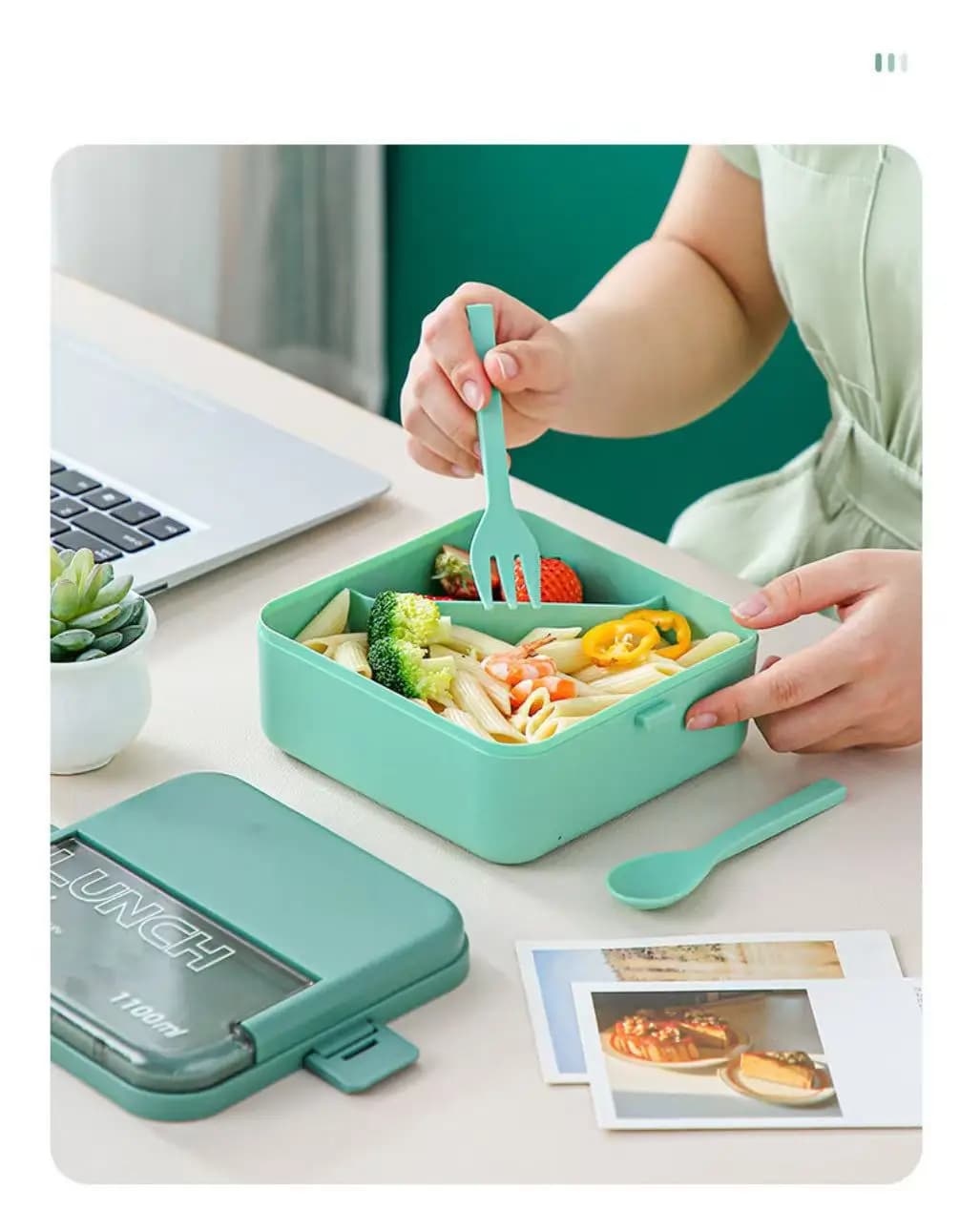 Microwave Safe Square Compartment Bento Box, Single Layer Sealed Plastic Lunch Box for Student Office Worker Daily Meal