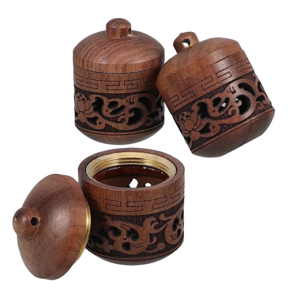 3Pcs Stylish Lotus Lantern Wooden Diffuser Pendant for Essential Oils DIY Aromatherapy Necklace Car Home Office Air Freshener