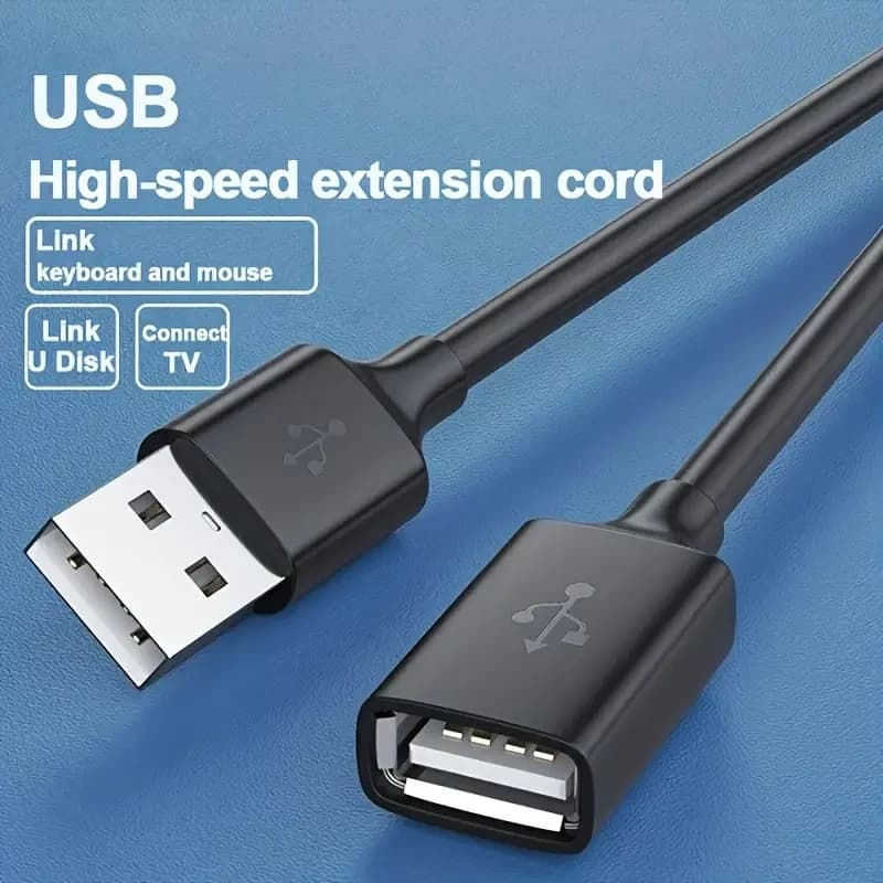 USB extension cable from 0.5/1/2/3/5 m for laptop, TV, SSD, male-female connector for computer, camera, printer