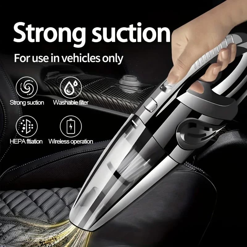 Aspirapolvere per auto wireless ad alta aspirazione 2 in 1 Spolverare con un clic a basso rumore umido/secco Ricaricabile con kit di accessori Accessori