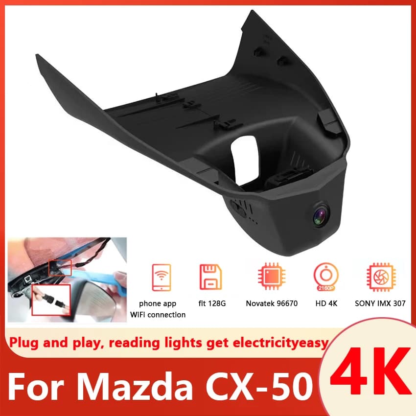Plug and play Dash Cam Camera For Mazda CX-50 2023 2024 Car DVR WIFI 4K DashCam UHD Night Vision Control Phone APP