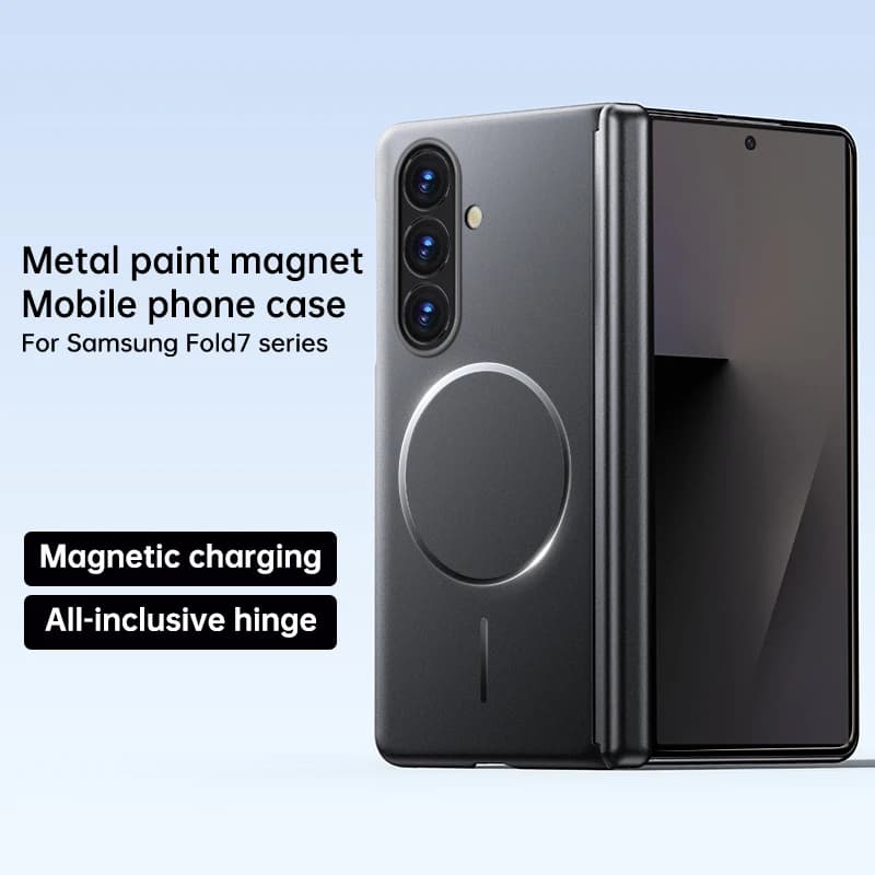 Luxury Center Axis Protective Foldable Hinge Magnetic Metal Paint Lens Protection Phone Case For Samsung Galaxy Z Fold7 6 5 4