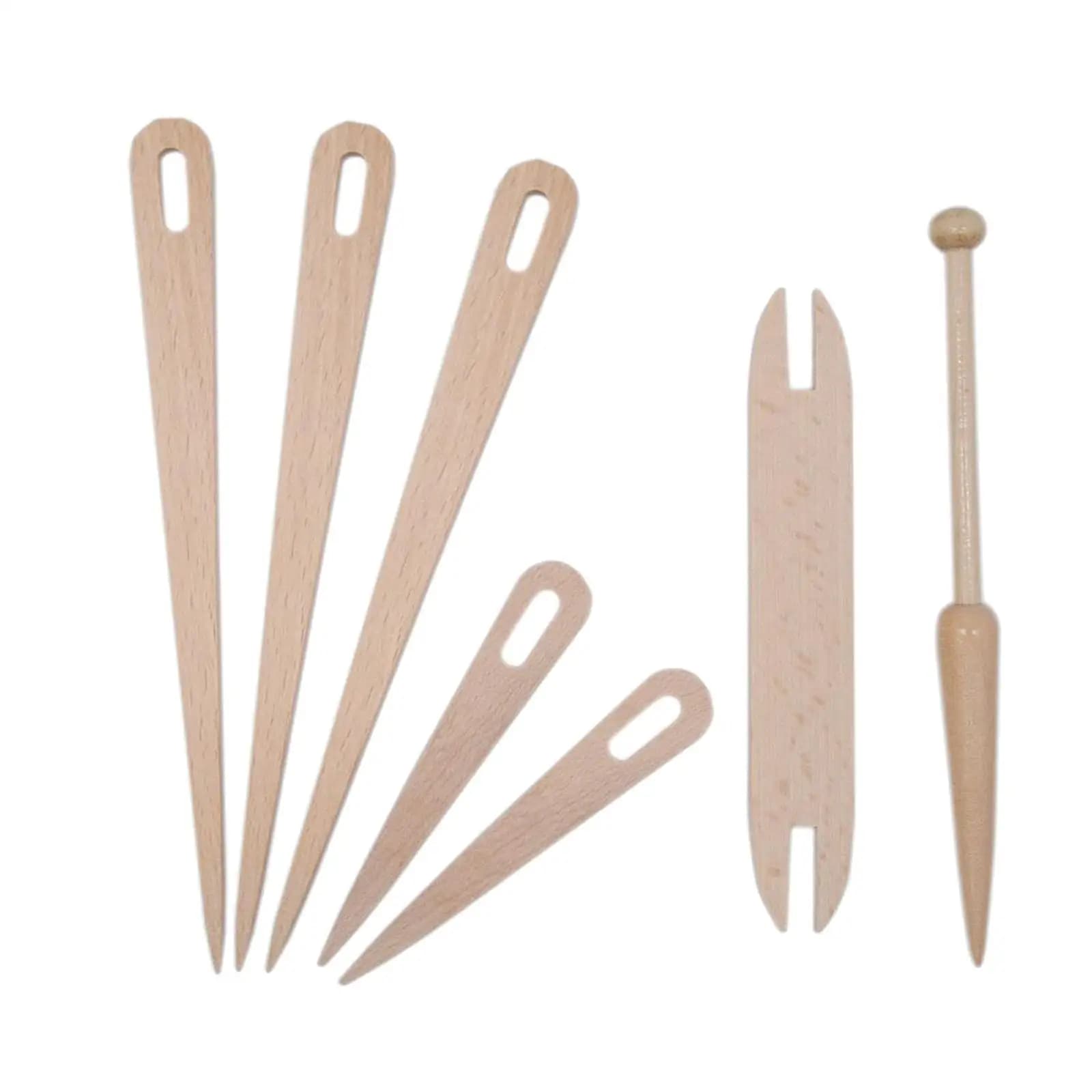 7 Piece Wood Hand Loom Stick Set, Tapestry Knitting Big Eye Needle Tools, Weaving Weaving Comb for DIY Handcraft Supplies