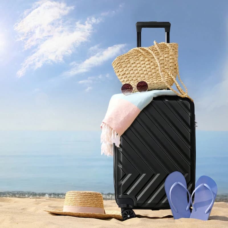ABS Trolley Luggage 20 Inch Black Spinner Wheels TSA Lock Suitcase for Business Travel Vacation