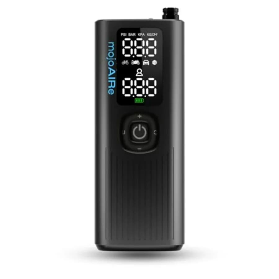 Compressore d'aria portatile con display LED digitale, torcia, 120 PSI, senza fili, doppia batteria da 2000 mAh per auto e moto