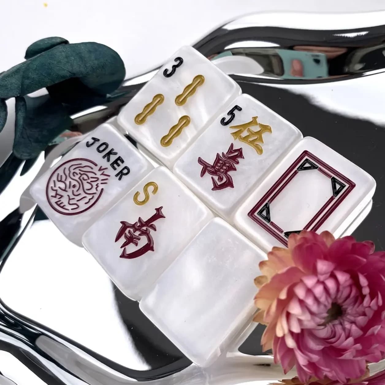 XTY Mini Luxury 160-Piece Acrylic Pearl Mother-of-Pearl American Mahjong Set, Suitable for Family Gatherings