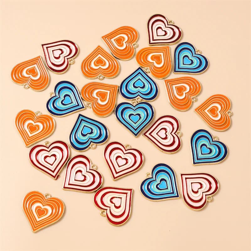 20pcs 26x25mm Cute Enamel Love Heart Charms Pendants for Jewelry Making Earrings Necklaces Bracelets DIY Handmade Craft Supplies