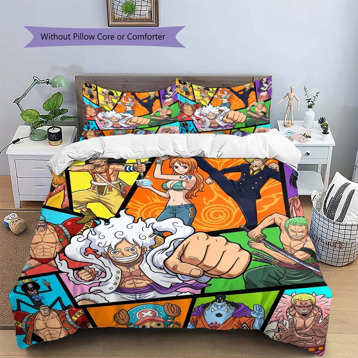 One Piece Luffy Patterned Pillowcase & Duvet Cover Set Home Room Anime Bedding Decor Perfect Present for Lovers.-TING