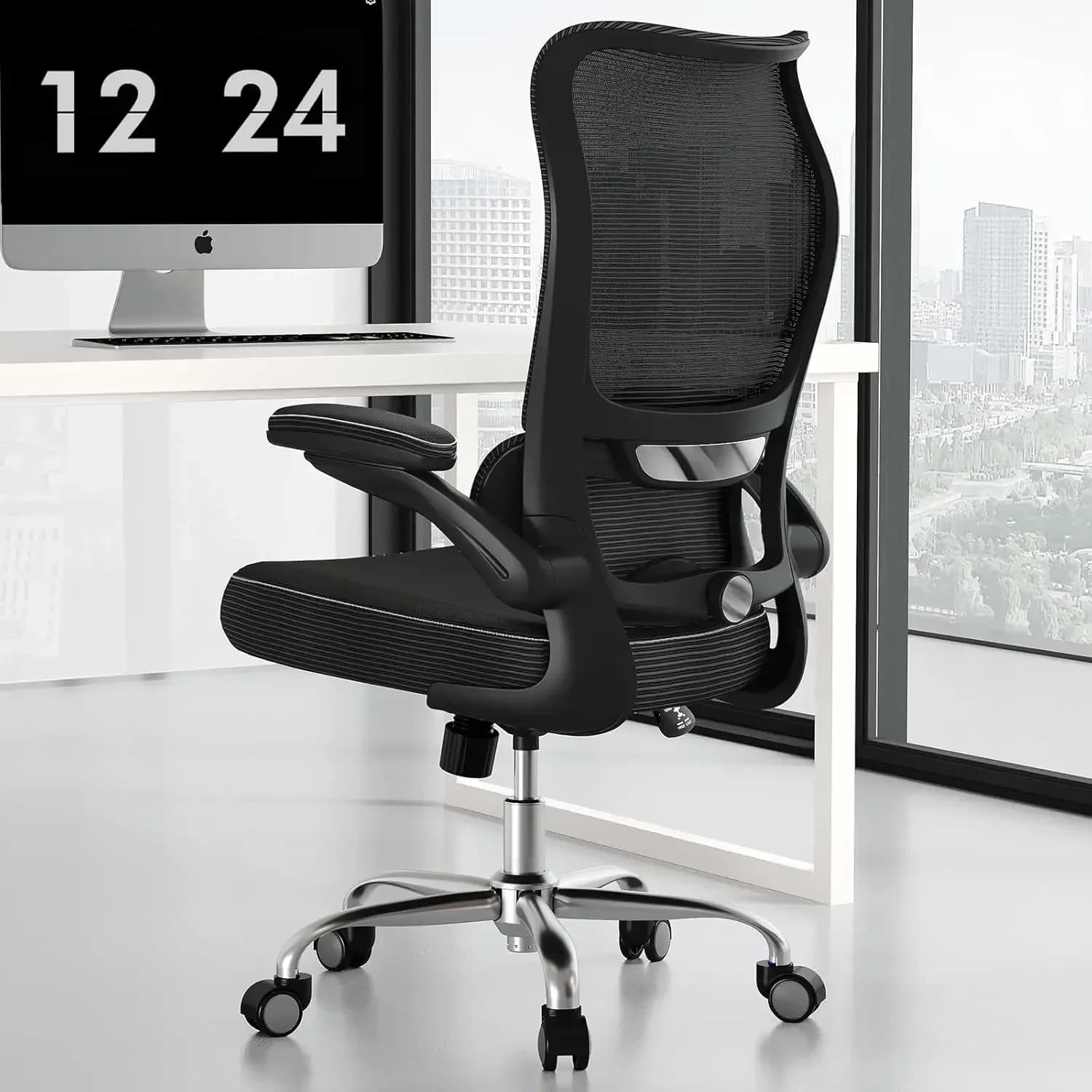 Ergonomic Office Chair - Desk Chair with Wave High Back Adjustable Lumbar Support Computer Chair - Gaming Chairs Mesh Backrest a