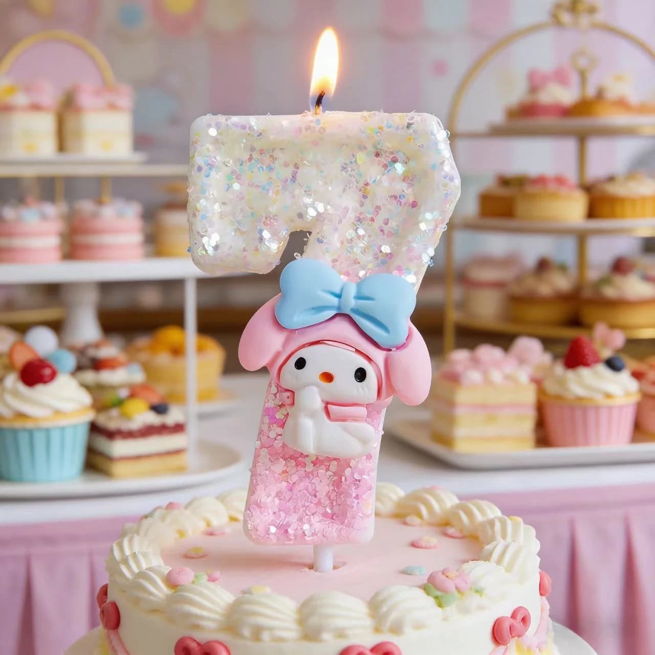 Simpatica candela My Melody, candela a forma di cuore rosa kawaii per decorazioni per feste di compleanno, regalo di compleanno creativo per ragazze