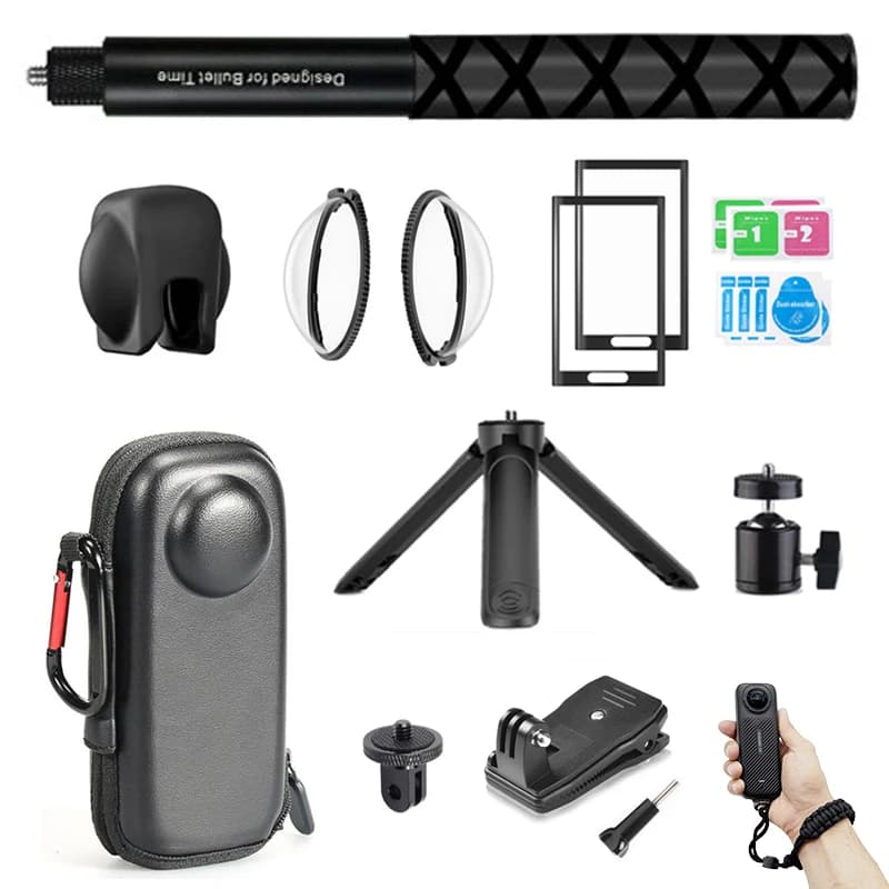 HD Glass Lens Guards for Insta360 X5 Camera Accessories Tempered Glass Film Lens Cap PU Bag Tripod Selfie Stick Wrist Strap