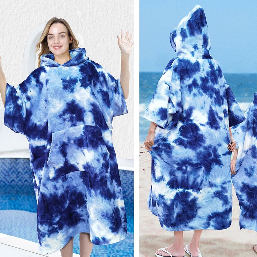 Asciugamano poncho da surf Asciugamano multifunzionale per sport acquatici con cappuccio Tessuto in microfibra Asciugamano da bagno Asciugatura rapida per surfista Swimmer Diver