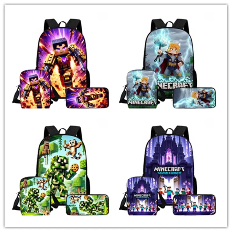 Cartoon Mmin-Eecr-aaft School Backpack with Shoulder Bags for Maternity School, Children's Bags