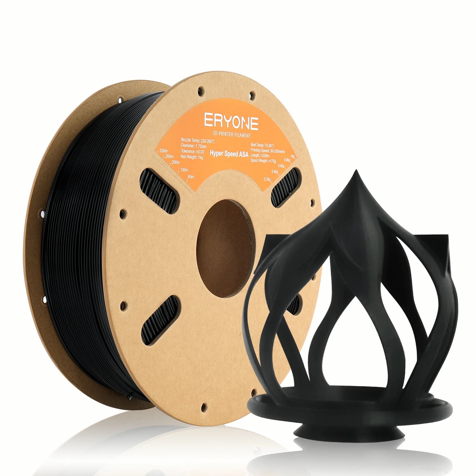 ERYONE Filamento per stampante 3D ASA ad alta velocità da 3 kg (resistente agli agenti atmosferici, resistente agli urti), 1,75 mm +/- 0,03 mm, 1 kg/bobina