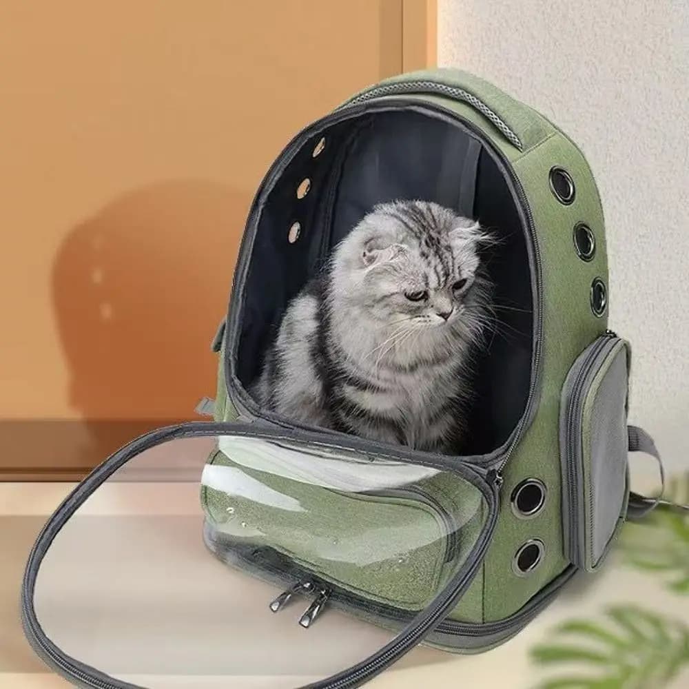 Zaino Trasparente per Trasporto Animali, Borsa a Tracolla Ventilata a Forma di Capsula Spaziale, Borsa Traspirante per Gatti, Trasportino per Animali