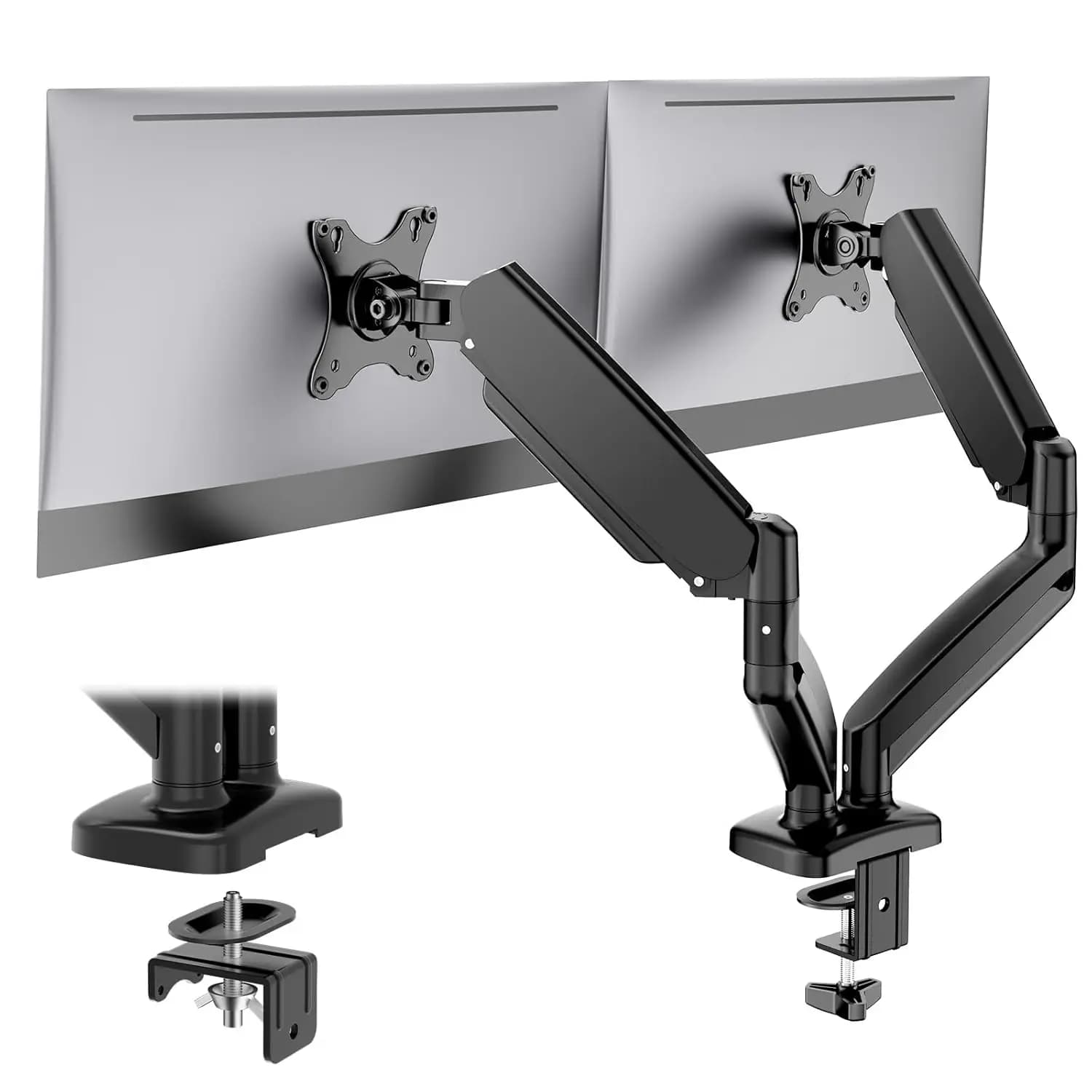 Set of 2 Supports for Desk Monitor, Gas Spring Monitor Arm for 2 Screens Up to 32 Inches
