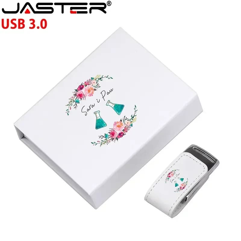 LOGO personalizzato gratuito Chiavetta USB 3.0 in pelle 4 GB 8 GB 16 GB 32 GB 64 GB 128 GB Matrimonio Fotografia Pen Drive Box Memory Stick U Disco