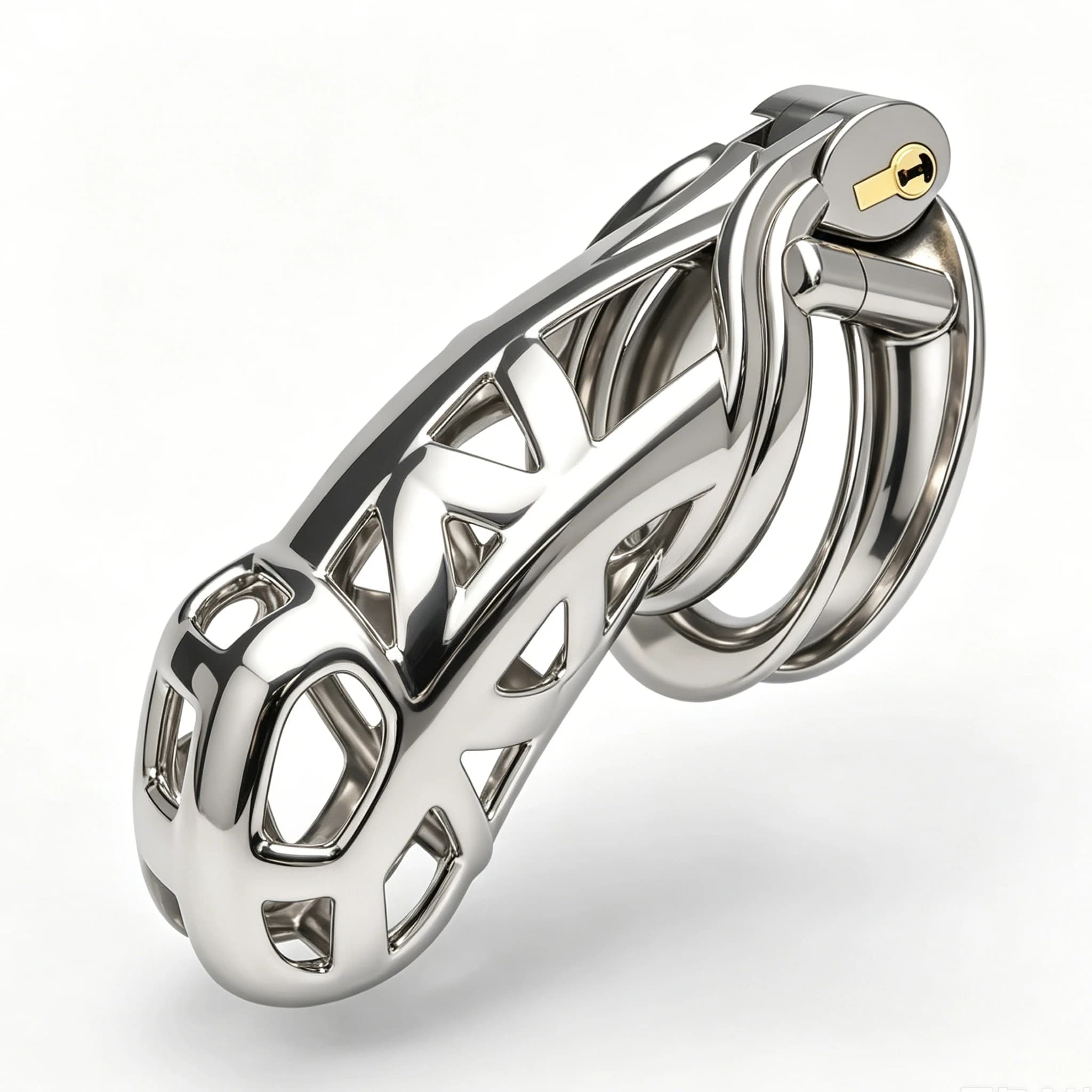 High Quality Stainless Steel Male Chastity Cage Cock Mamba Penis Ring Chastity BDSM Erotic Urethral Lock Double-Arc Ring Sex Toy