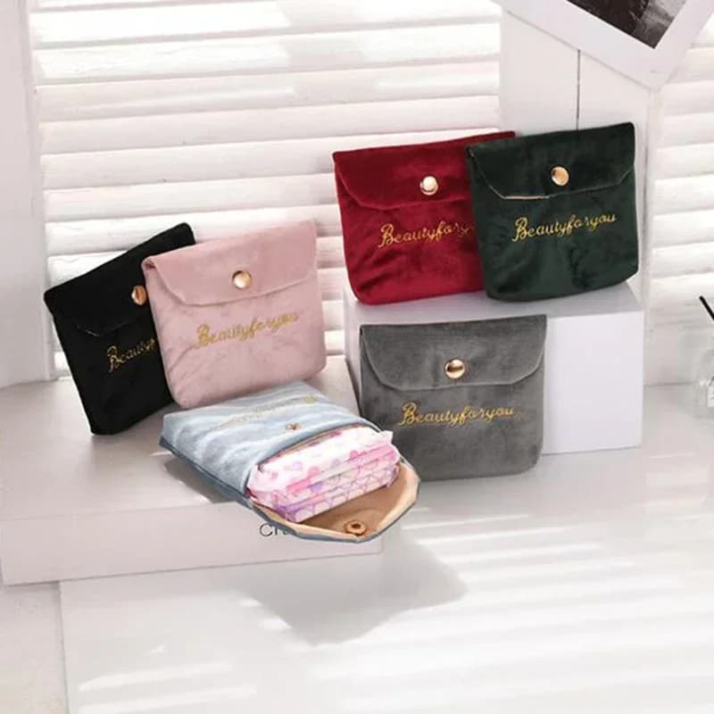 Borsa per cosmetici piccola morbida in velluto da donna Borsa per rossetto per ragazza Hasp Assorbenti Custodia per organizer Borse per trucco da viaggio Mini Beauty Case