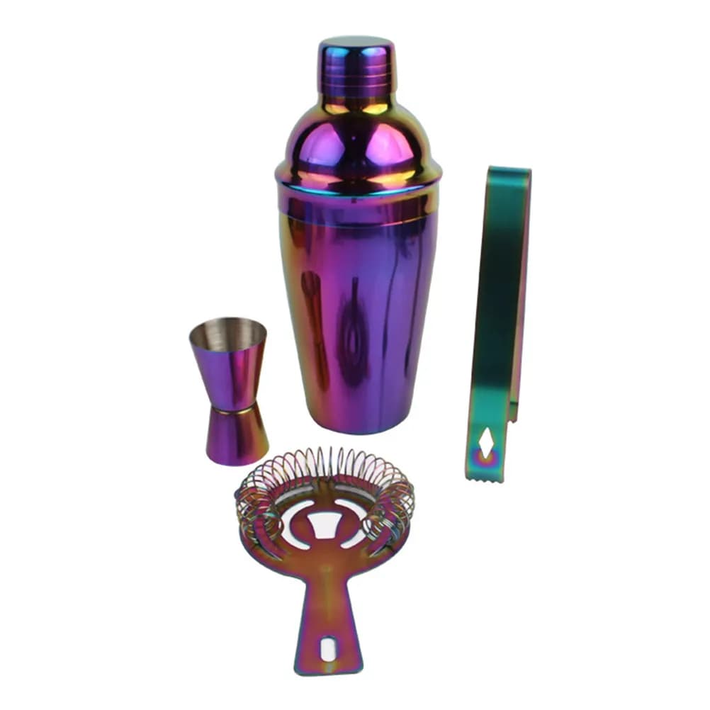 Set da 8 Pezzi per Cocktail in Acciaio Inox, Kit Colorato per Barman con Shaker e Accessori per Miscelare Bevande, per Bar, Pub e Ristoranti