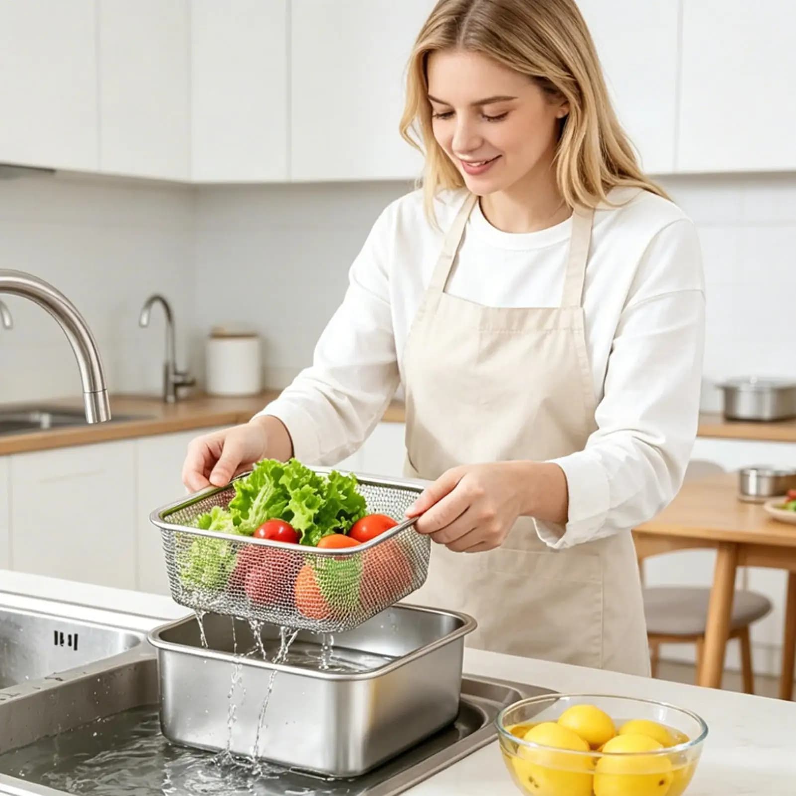 Contenitore per il pranzo con colino, ermetico e impilabile, per la preparazione dei pasti, contenitori impilabili per la conservazione degli alimenti, per frutta, verdura, insalata, dispensa della cucina
