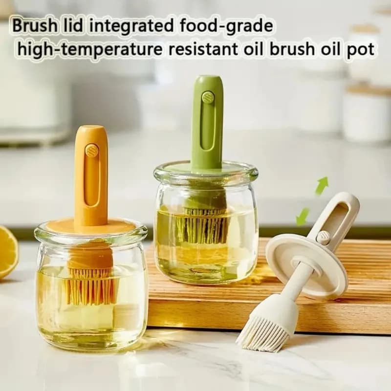 Dispenser per Olio con Set di Pennelli in Silicone, Senza BPA, Resistente al Calore, per Cucina, Cottura, Barbecue, Picnic e Accessori da Esterno