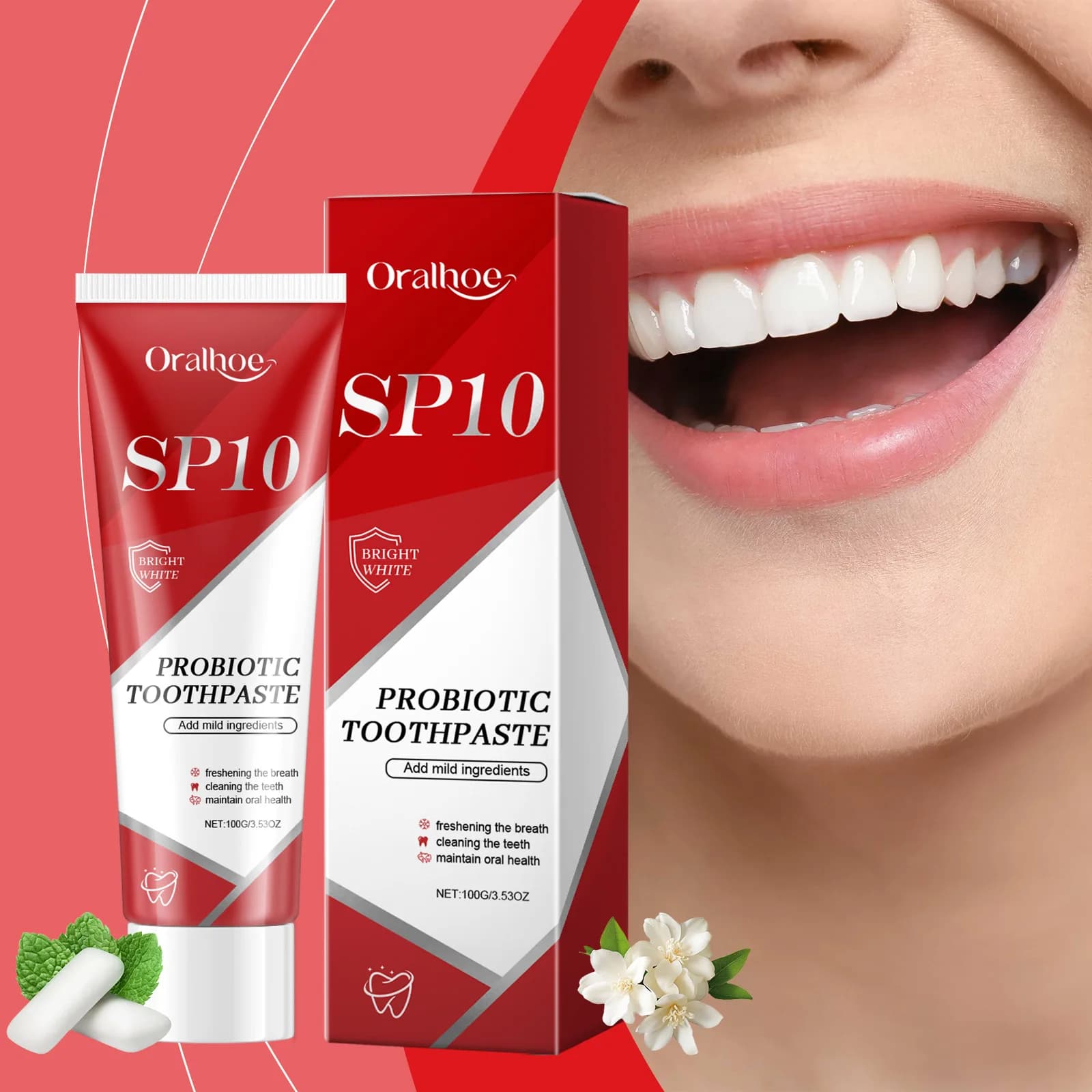 Probiotic whitening toothpaste Eliminates dental plaque stains Preventing teeth yellowing Dentiffing for fresh oral breath