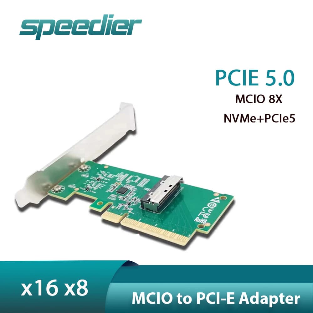 Base di divisione scheda adattatore MCIO femmina a PCI-E 5.0 X16 MCIO 8i NVMe PCIe Docking station per grafica esterna a doppia porta