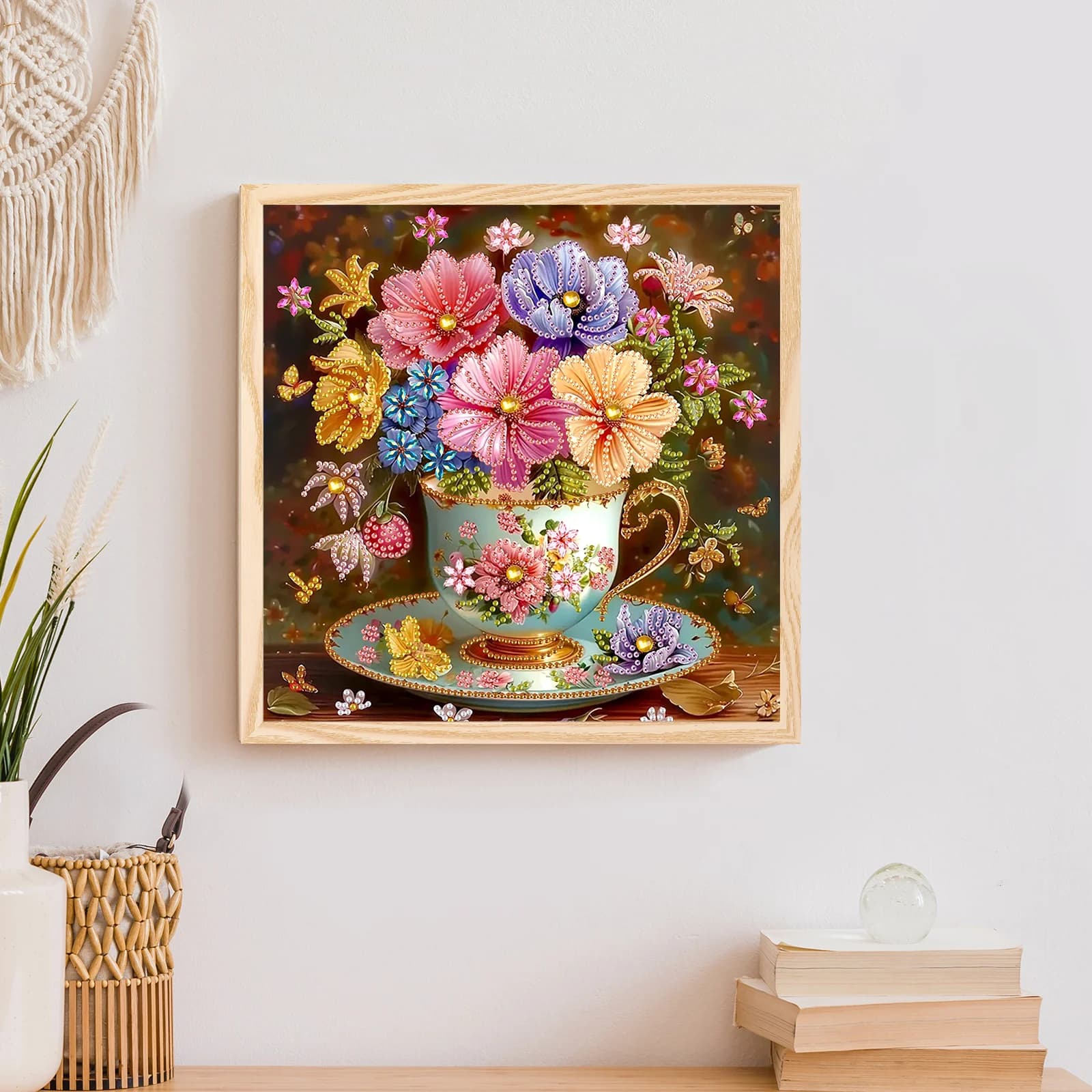 Kit Pittura Diamante 5D Fai da Te, Decorazione Floreale in Tazze, Punta per Trapano Alien DIY, Mosaico Diamantato, Regalo Artigianale, Decorazione Murale per la Casa