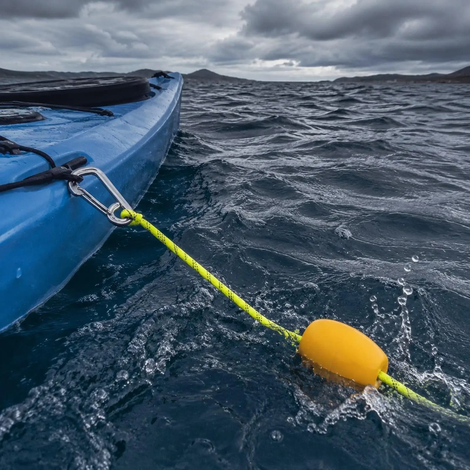 Corda di traino per kayak in polipropilene con ganci in acciaio inossidabile, linea di ancoraggio galleggiante per la navigazione all'aperto