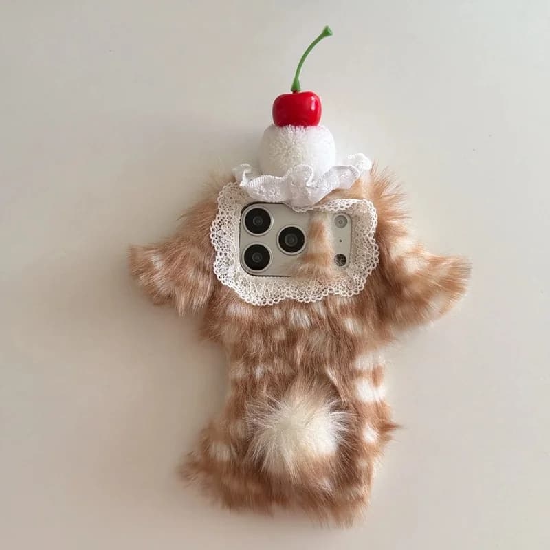 Soft Plush Rabbit Phone Case For iPhone 17 Promax 16Plus 15 14 13 Pro Max Warm Winter Furry Bunny Fur Cover