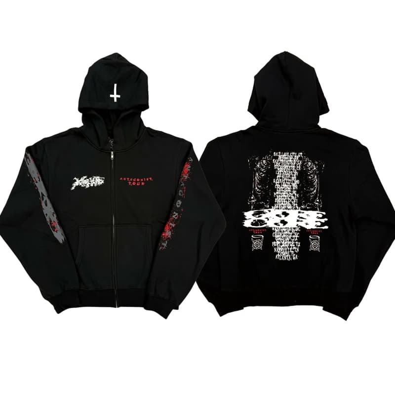 Ken Carson Inverted Cross Antagonist20tour Merch Giacca con cerniera Unisex Felpa con cappuccio a maniche lunghe in misto cotone e poliestere Wa...