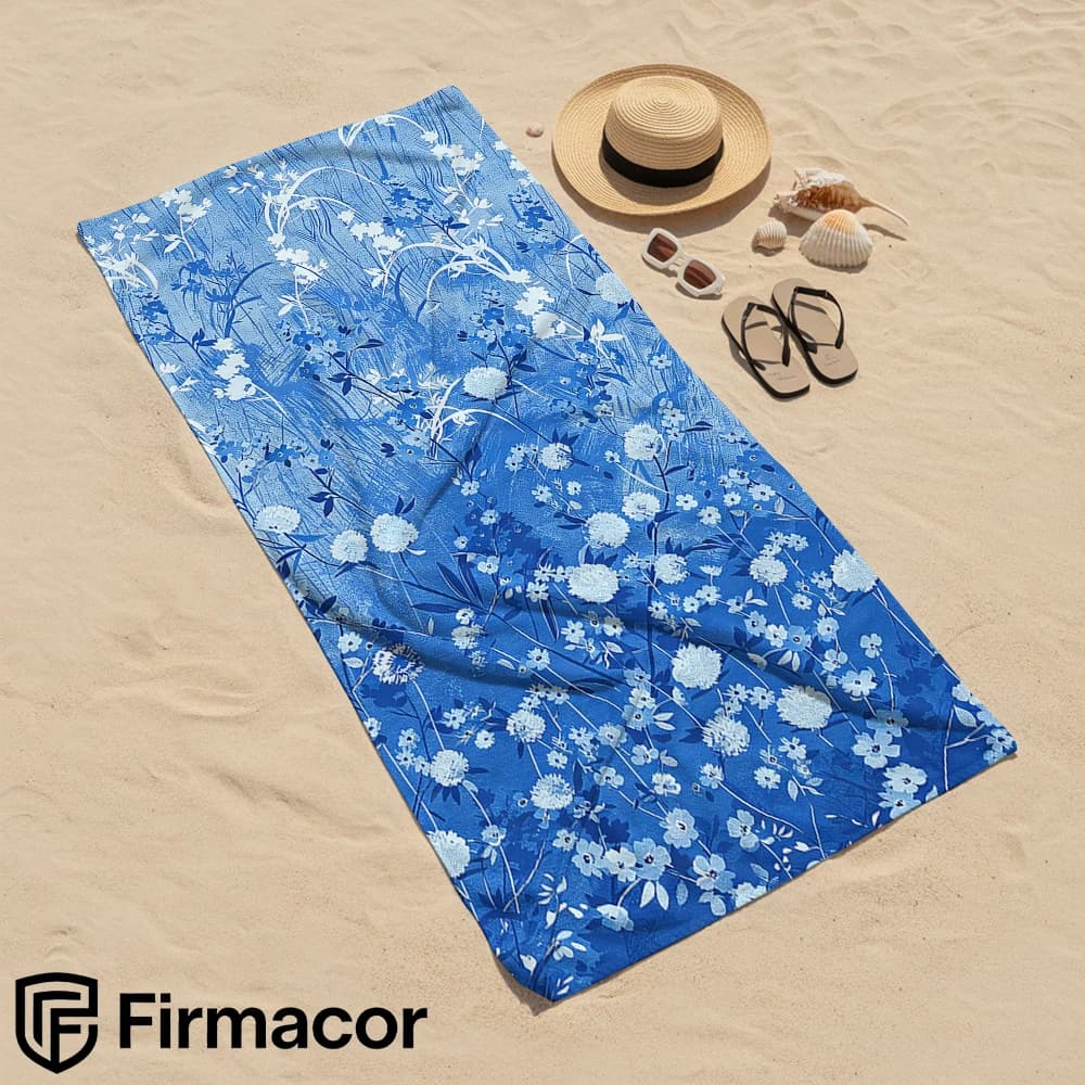 Blue Wildflower Meadow Cartoon Anime Beach Towel Microfiber Quick Dry Super Absorbent Soft Bath Towel for Kids Adults Travel