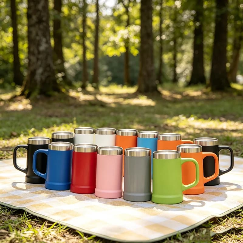 Tazza Termica Portatile 2026 Aggiornata da 709ml in Acciaio Inossidabile 304 per Birra, con Manico, Isolamento Termico per Mantenere la Birra Fredda