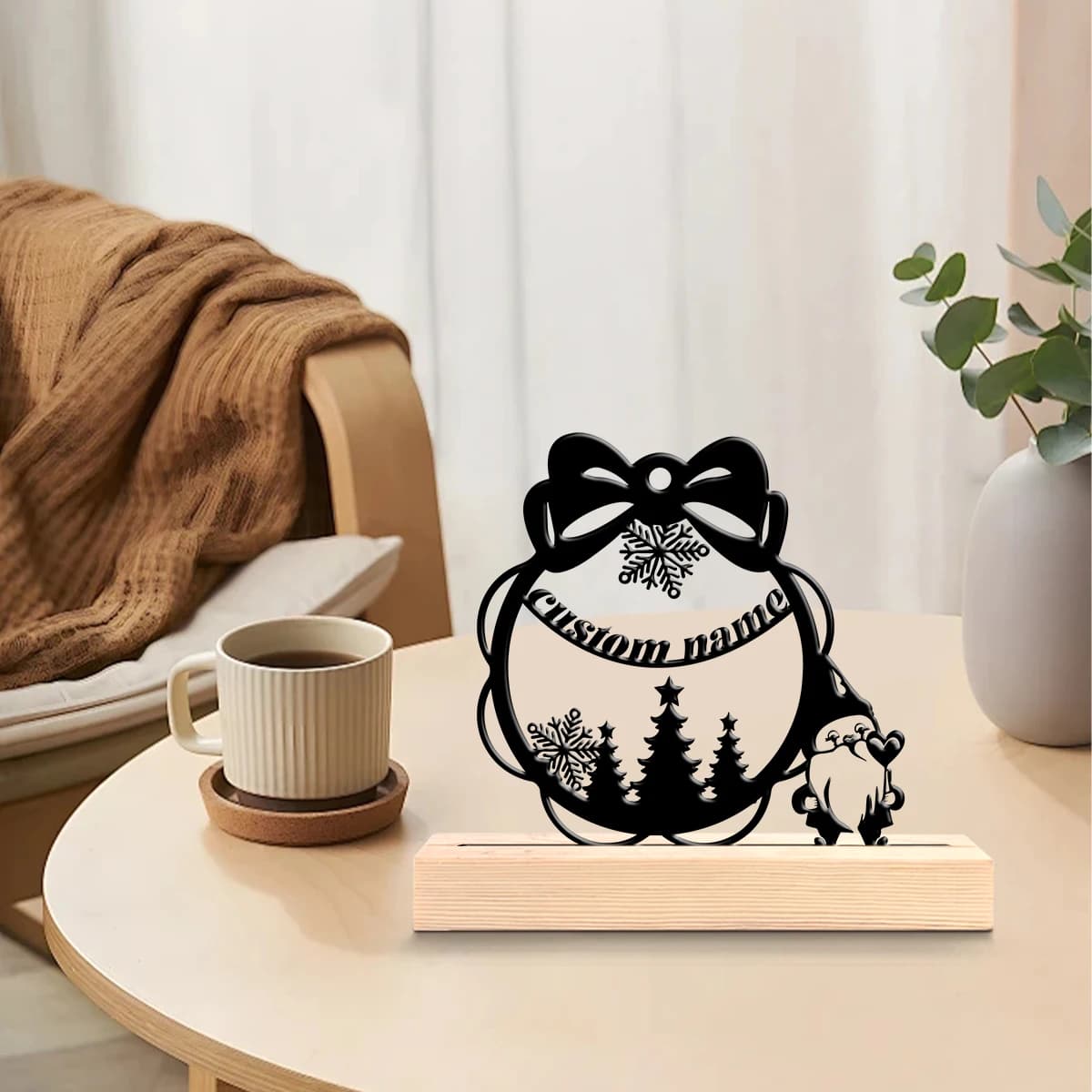 1pc Unique Personalized Metal Statue Ornaments Customizable Name With Wooden Base Perfect for Home or Office Decoration
