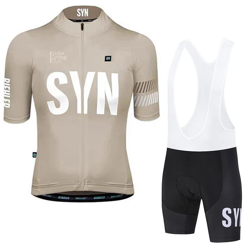 Completo da ciclismo estivo da uomo SYN, maglia a maniche corte ad asciugatura rapida, per mountain bike, con pettorina da ciclismo.