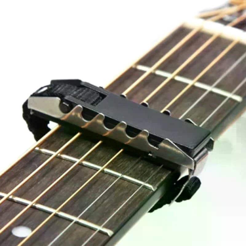 Capotasto per Chitarra Acustica e Ukulele, Accessorio per Chitarra in Argento e Nero