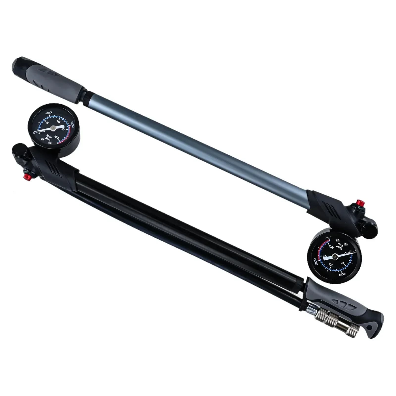 Pompa d'aria per bici 300PSI Pompa per ammortizzatore per bici MTB ad alta pressione con misuratore Pompa forcella anteriore in lega di alluminio per sospensione posteriore forcella anteriore