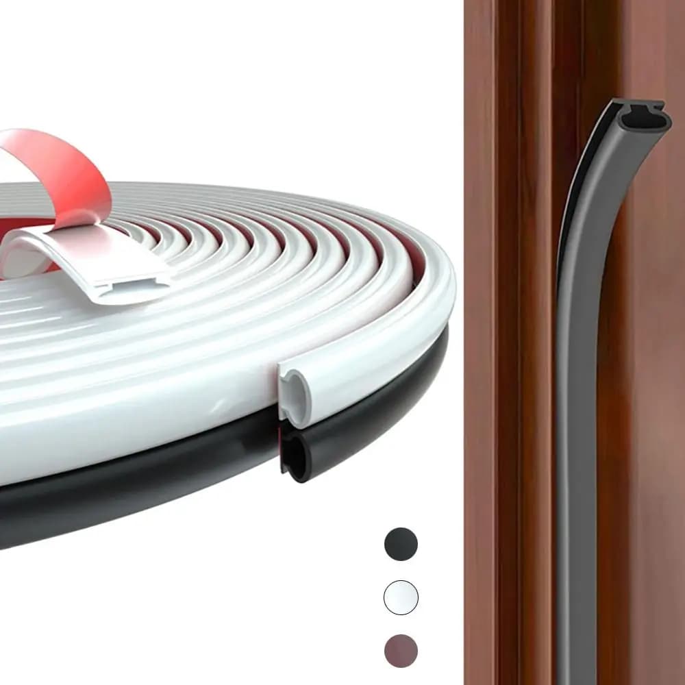 6m Soundproofing Weather Stripping Rubber Windproof Door Seal Strip D-Shape Self-adhesive Draught Excluder Household