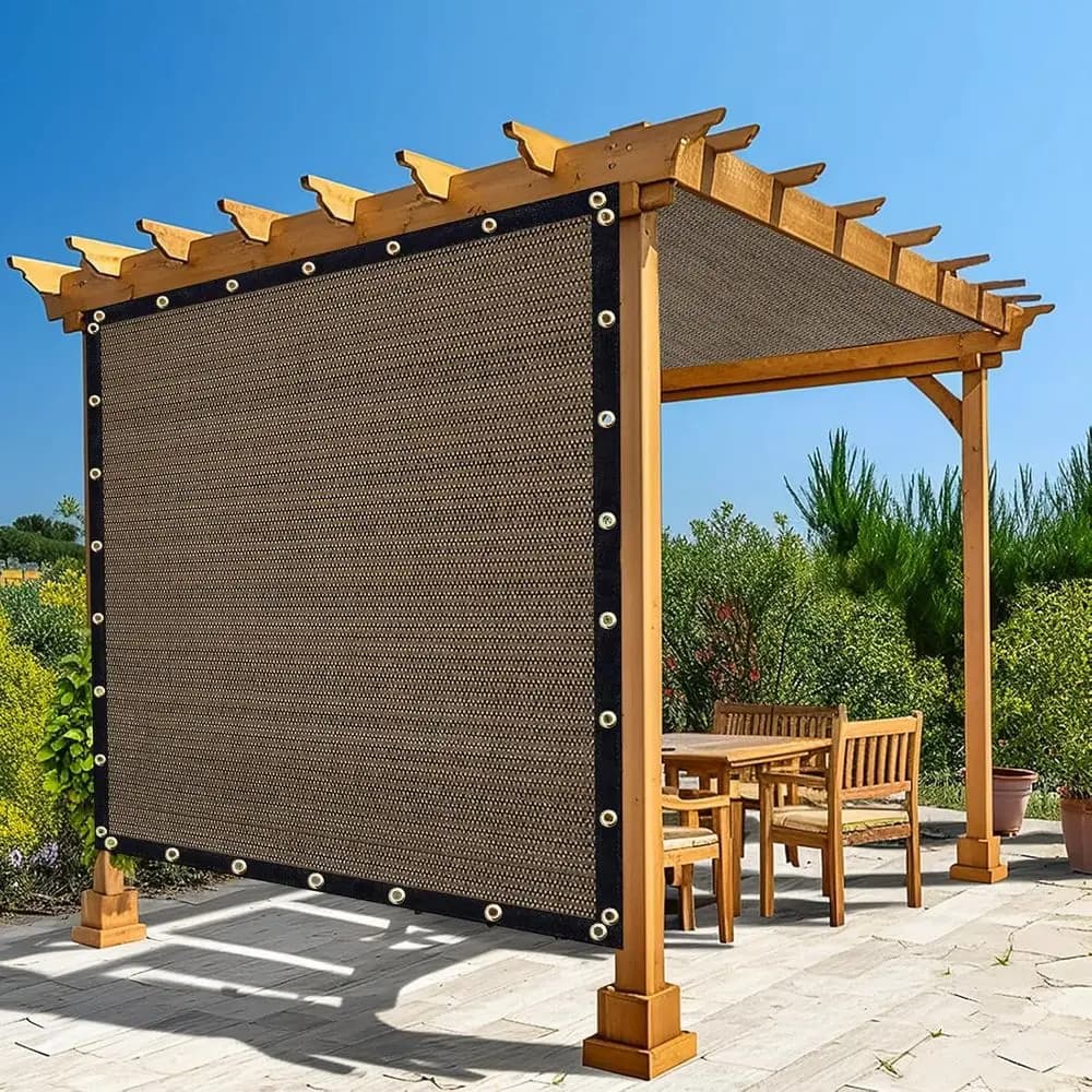 Telo Ombreggiante 90% 7x11 Piedi Color Moka con Occhielli, 200 GSM, Fascette per Cavi Incluse