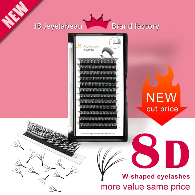 JB Jeyelabeau New W 8D Shape Fined Eyelashes, Masses and Ricci, with Double Toe, Extension 4D W Eyelashes, Soft Natural Eyelashes and Voluminous