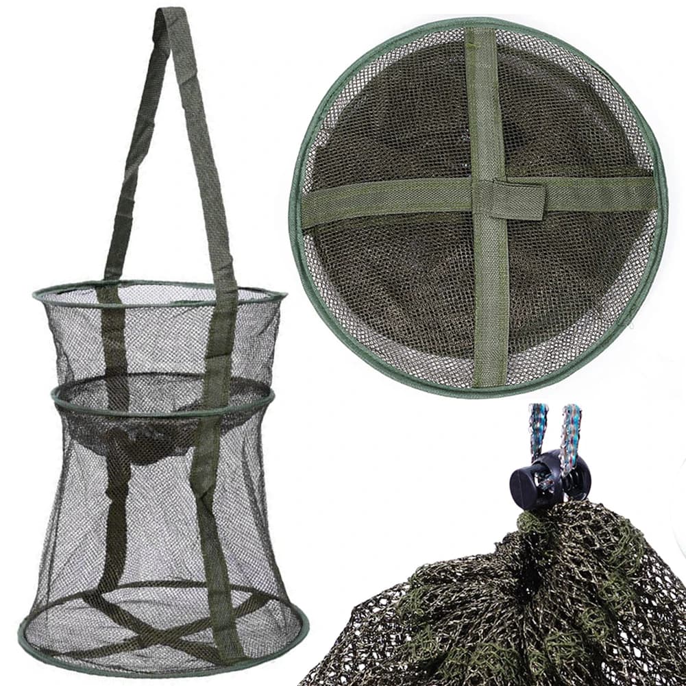 Mesh Fishing Cage Folding Fish Net Round Fish Trap Fishing Net Fishing Accessories