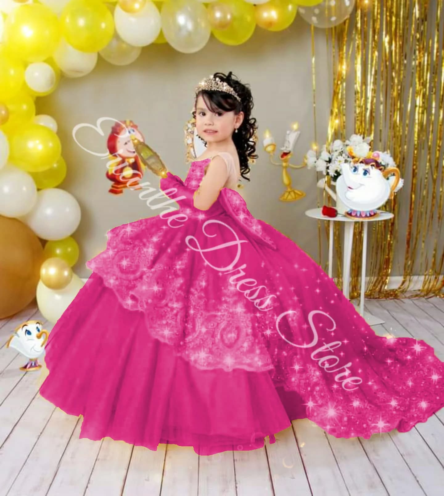 Abito da ragazza di fiore personalizzato per matrimonio Tulle Puffy Applique in pizzo che borda Abiti da ballo per prima comunione per feste di compleanno per bambini personalizzati