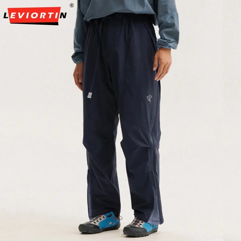 Outdoor Running Pants with Fashionable Men's Fashionable Belt Spring/Autumn Casual Pants With Zippered Side Fast Drying Breathable