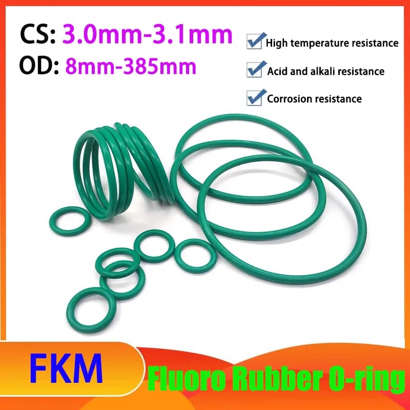 CS 3.0mm/3.1mm FKM Gomma fluorurata verde O-ring Viton Guarnizione paraolio Fluoro Elastomero Anello di tenuta circolare OD 8mm-385mm