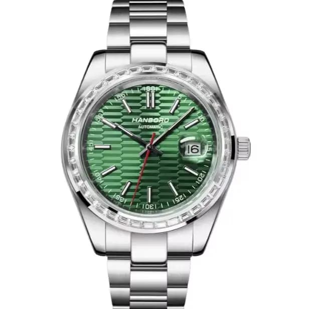 HANBORO Men Automatic Watch 40mm Mechanical Wristwatch 50m Waterproof Luminous Sapphire Mirror Miyota 8215