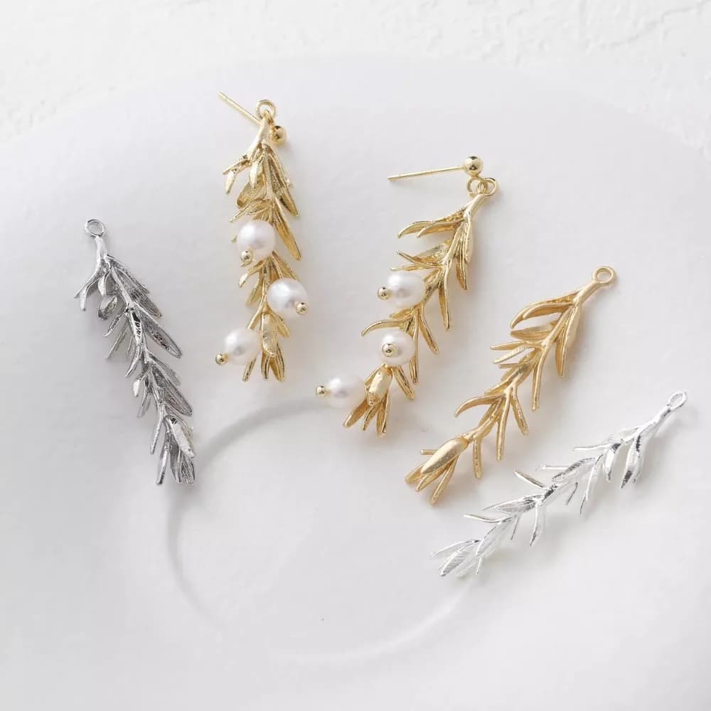 4 pezzi delicati orecchini con ciondoli orecchio di grano forniture per creazione di gioielli accessori fai da te in ottone placcato oro 14k 43 * 12mm