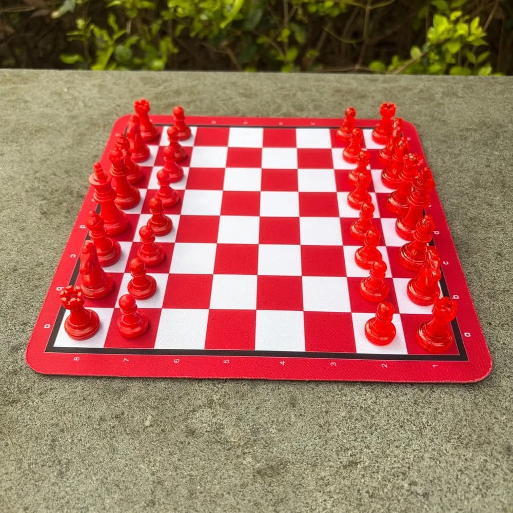 24CM/9.45IN Chess Sets,Red, Include: A Chessboard mat + 32 Pieces for Family Gatherings and Party Game Night