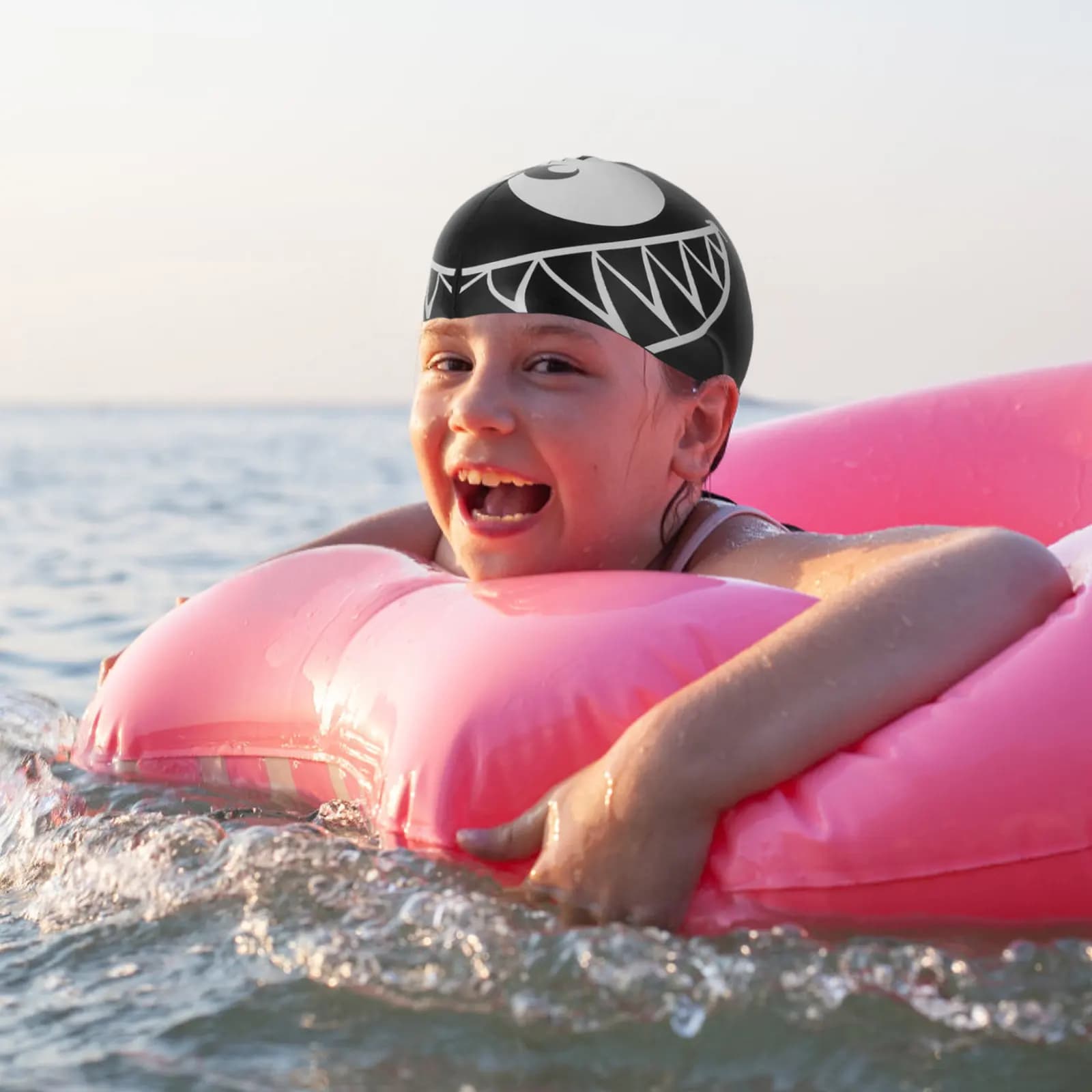 Cuffia da Nuoto in Silicone a Forma di Squalo, Impermeabile, con Protezione per le Orecchie, per Piscina, Capelli Lunghi o Corti