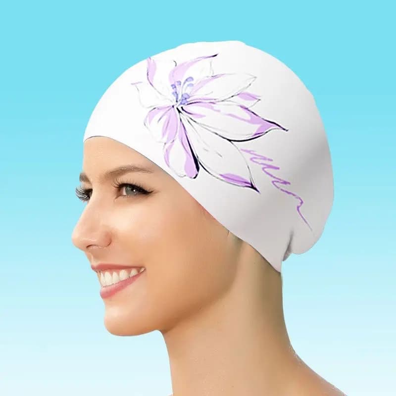 Silicone swim cap Comfortable swim cap Long hair swim cap Non-slip waterproof swim cap that protects hair and ear